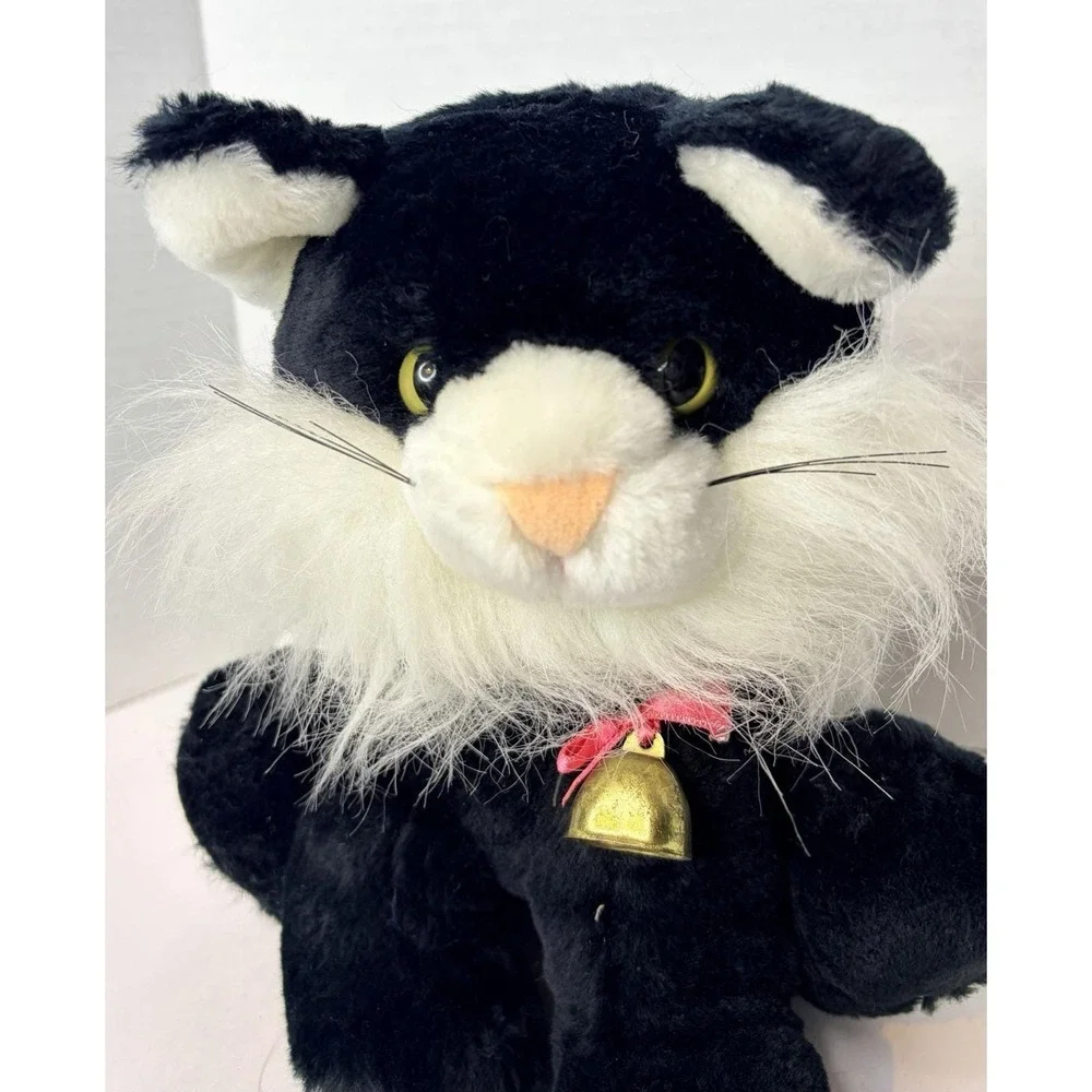 Vintage Radio Shack AM Radio Tuxedo Cat Plush Black White 1980s Retro Plush Toy